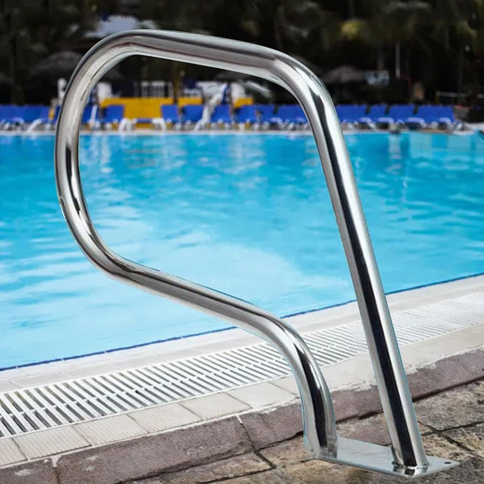 Swimming Pool Handrails, 304 Stainless Steel Spa Stair Handrails, 3-Bend Swimming Pool Safety Handrails for Garden Backyard Pools, Easy to Install
