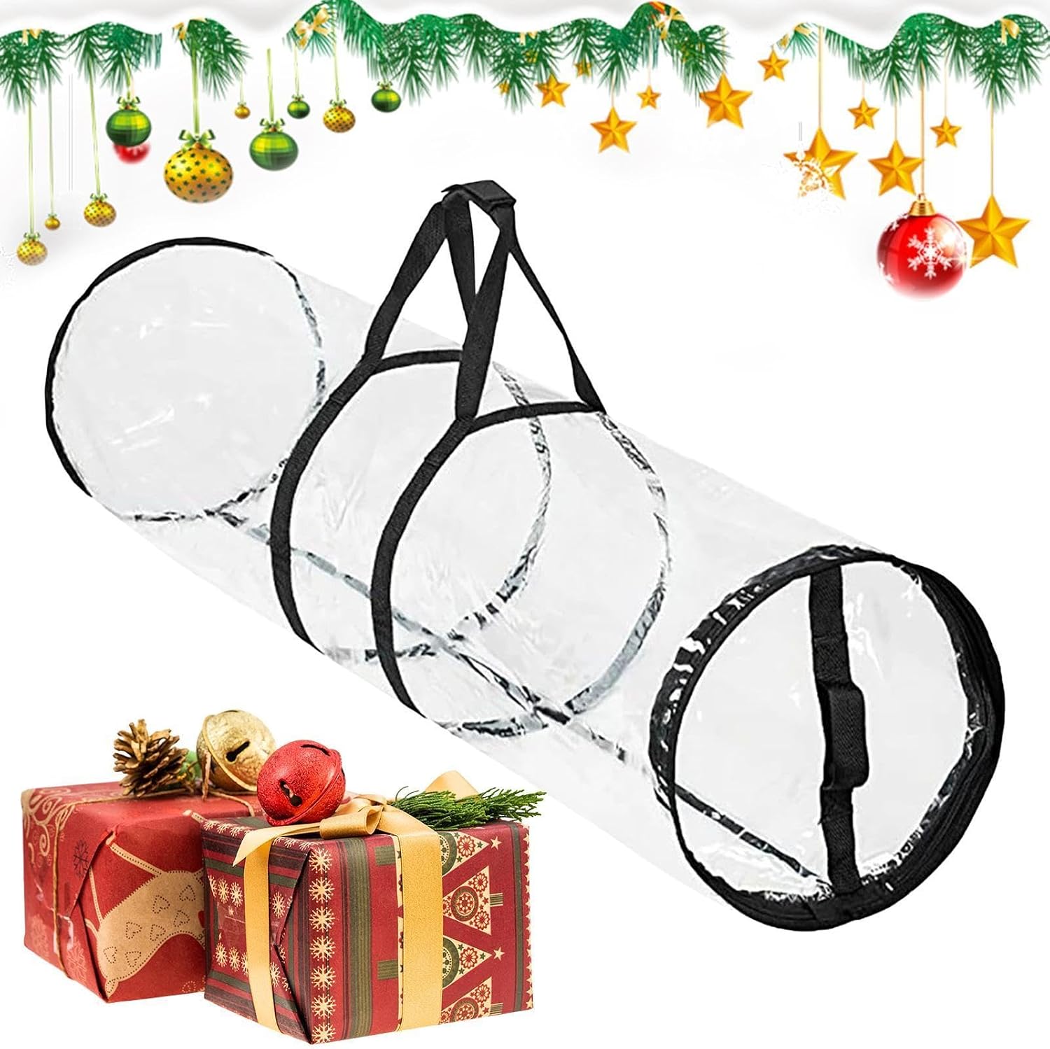 Wrapping Paper Holder Clear Window Handle Totes Organizer