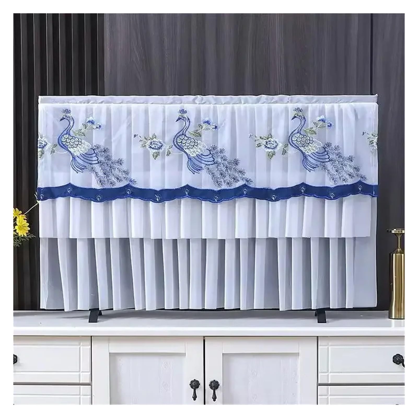 Coperture Protettive per Televisori TV Cover Can Be Turned on Without Remove The Hanging Desktop Thin LCD Protective with Lace Simple(Color 01,95x56cm)