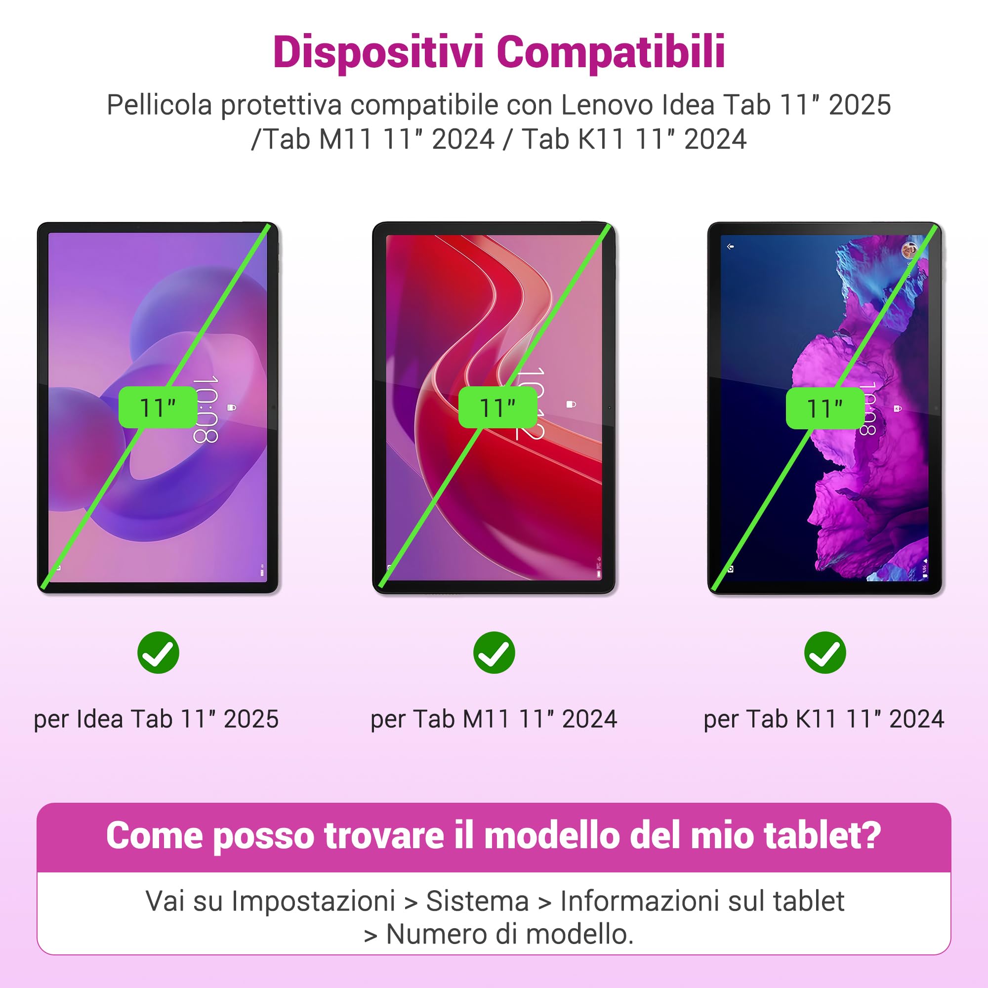 Xahpower 2 Pezzi Pellicola Protettiva per Lenovo Idea Tab 11 Pollici 2025/ Tab M11 11 Pollici 2024/ Tab K11 e K11e 11" 2024, Durezza 9H, Anti Graffio, Protezioni Schermo in Vetro Temperato - 3