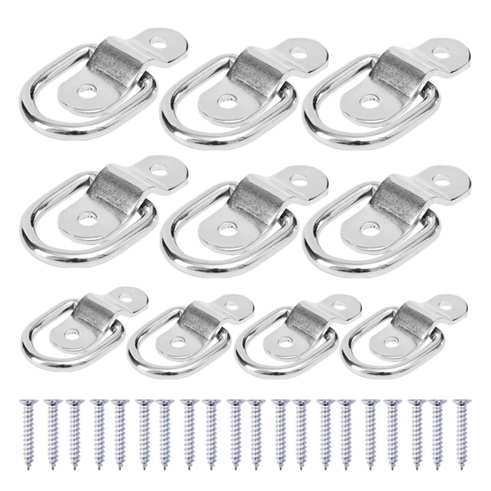 Pjfcewfdgx 10Pcs Stainless Steel D-Ring Tie Down Anchors With Screw For Trailers Rv Vans