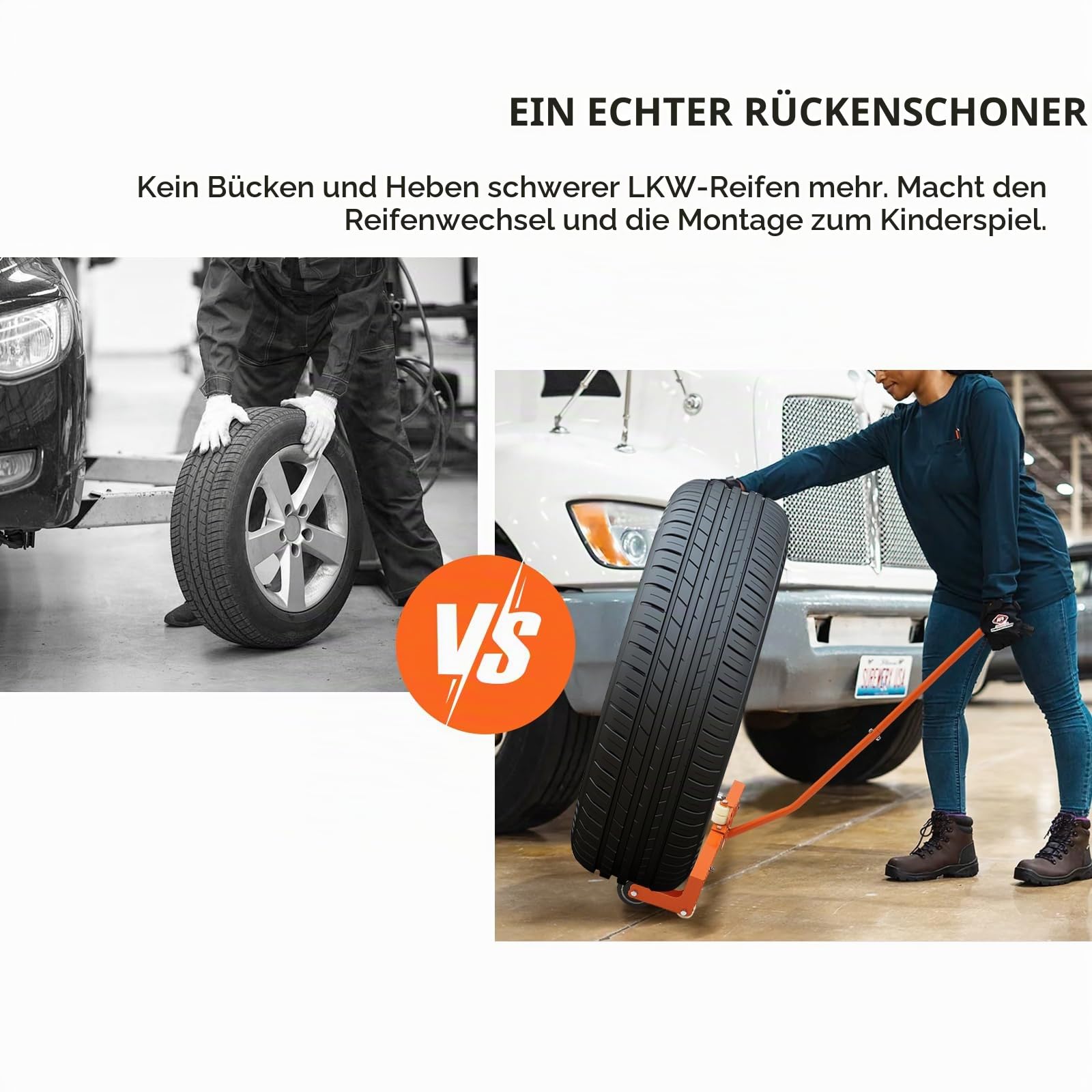 Garvee Schwerlast Reifenheber auf Rollwagen, Verstellbarer Reifen, 3, Fach