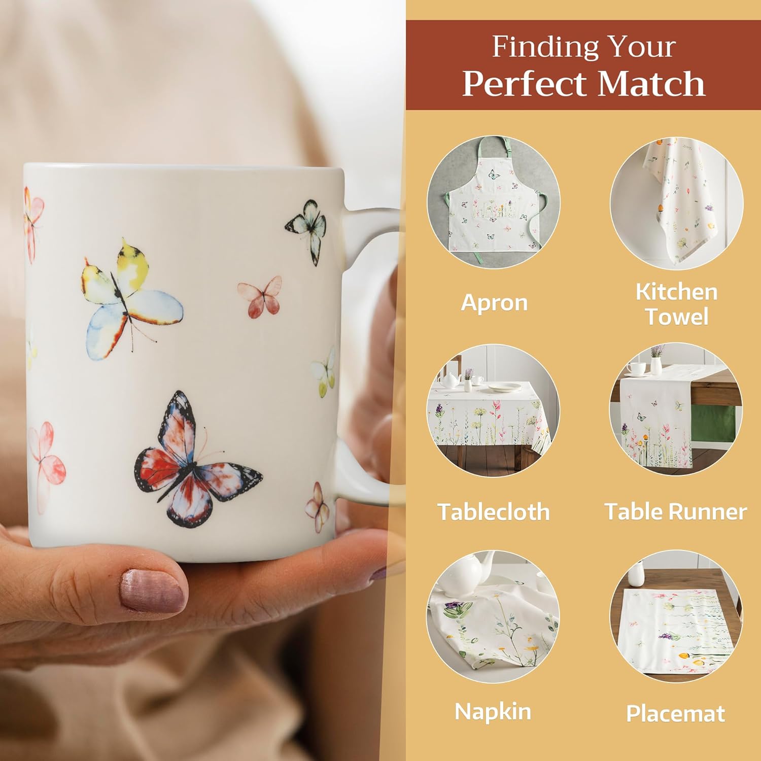 Maison d' Hermine Coffee Mug with Handle Fine Bone China Mugs Pack of Two Tea Cups for Hot Beverages Cappuccino Home Restaurant Office Gifts for Mothers day (Botanical Fresh - Pack of 2, 12 Ounce)