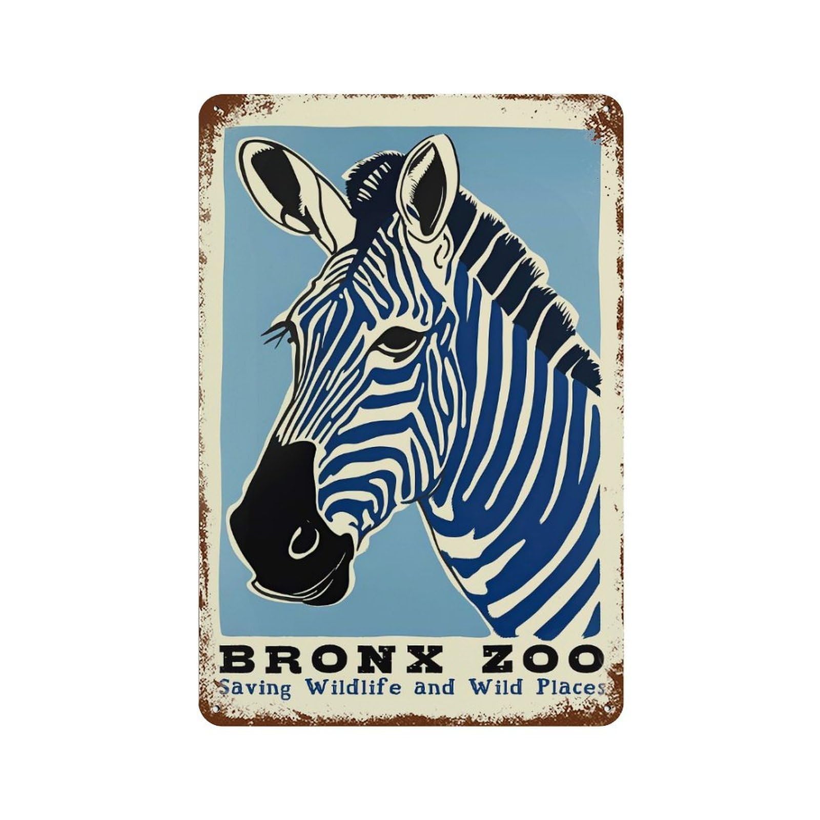 BRONX ZOO Vintage Poster Rust Effect Tin Sign 11.8"x7.9", for Farmhouse, Kitchen And Entryway Decor, Decorative Metal Wall Art