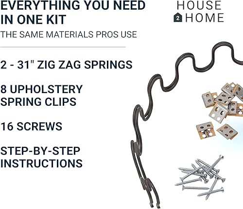 Miniatura 2 de House2Home Repuesto de resorte para tapicería de sofá de 31 pulgadas, kit de reparación de 2 unidades para muebles, silla, sofá, incluye clips,