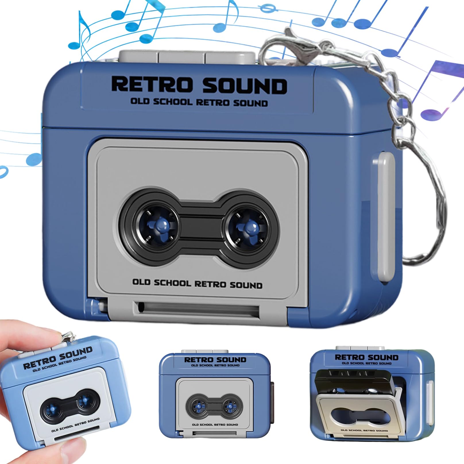 Mini Llavero de grabadora de Cinta, Llavero de Reproductor de Cinta Retro de plástico grabable grabable con música, Reproductor de microcasset para Mochilas, Bolsos, grabadora de Cassette