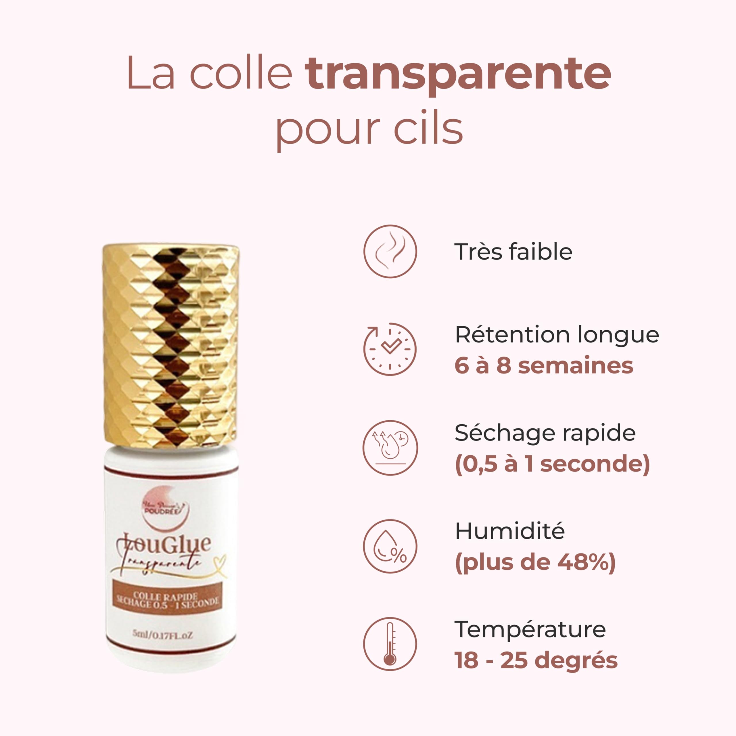 Colle " LOUGLUE transparente " ultra rapide 0.5 sec pour Extensions de Cil à Cil ou Volume Russe 3D 5D 7D Faux Cils Marque Française Une Pause Poudree