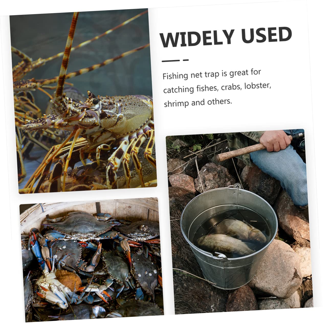 UPKOCH 2Pcs Fishing Trap Multi Use Shrimp Nylon Net for Crawfish Seafood Portable Fishing Mesh for Freshwater Saltwater Catching