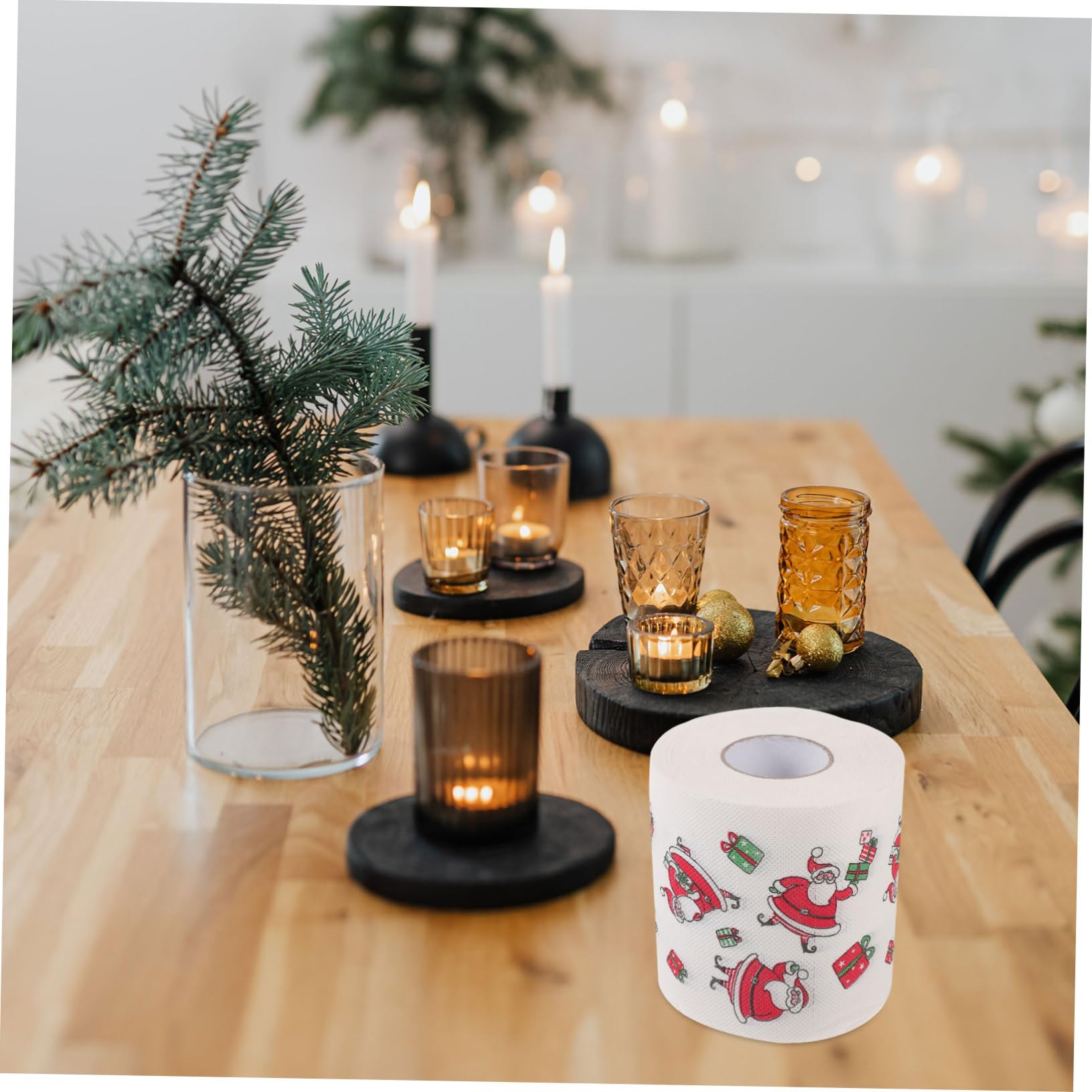 5 Rollos Servilletas Desechables Navideñas Higiénico Con Motivos Festivos Absorbentes Para Fiesta Decoración Navidad