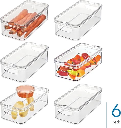 Miniatura 2 de iDesign - Contenedores organizadores apilables para refrigerador con tapas para productos frescos, juego de 6 unidades, transparente