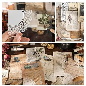 Amazon.co.jp: TNYKER コラージュ 素材 背景紙 デザインペーパー