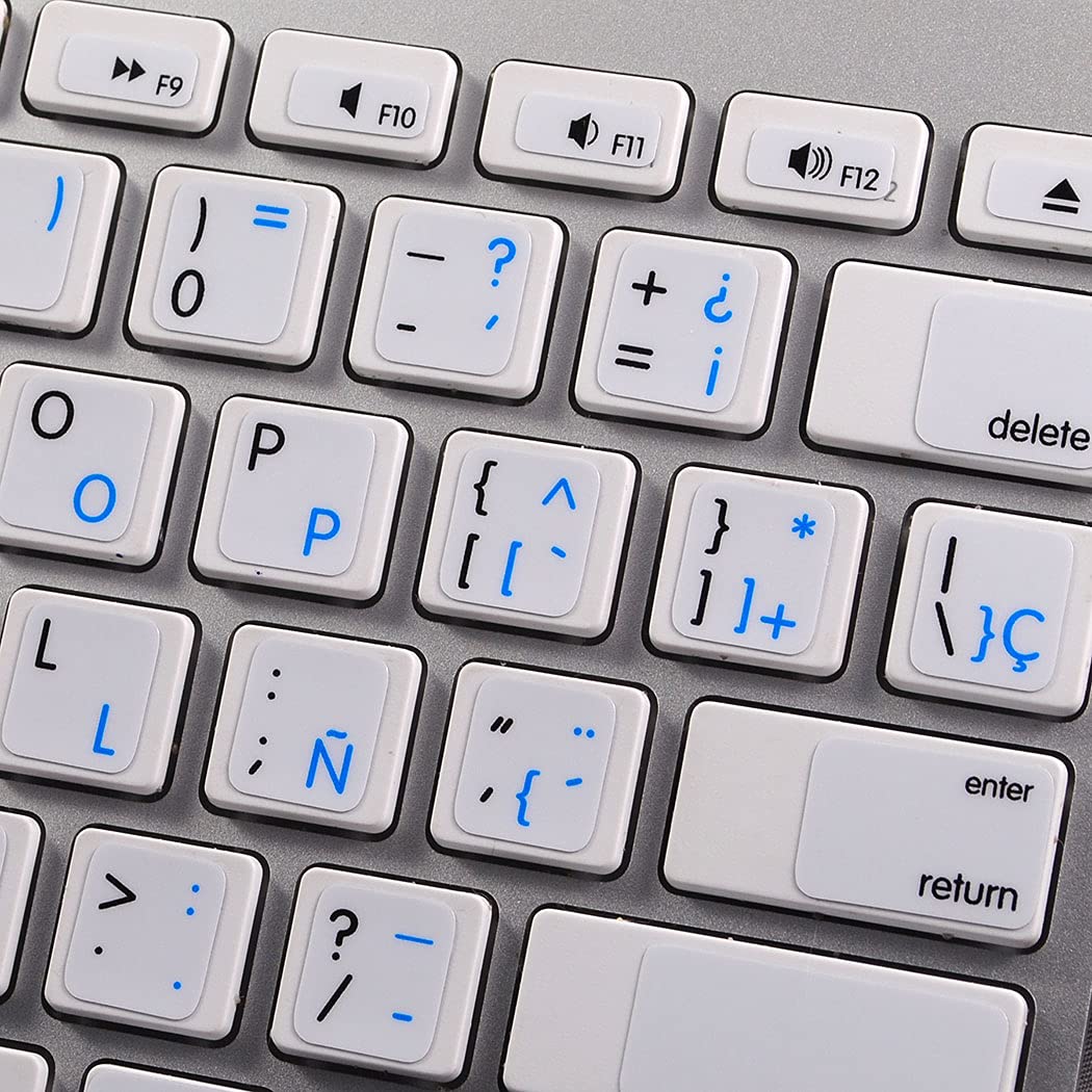 MAC English - Spanish (Traditional) Keyboard Labels ON White Background for Desktop, Laptop and Notebook