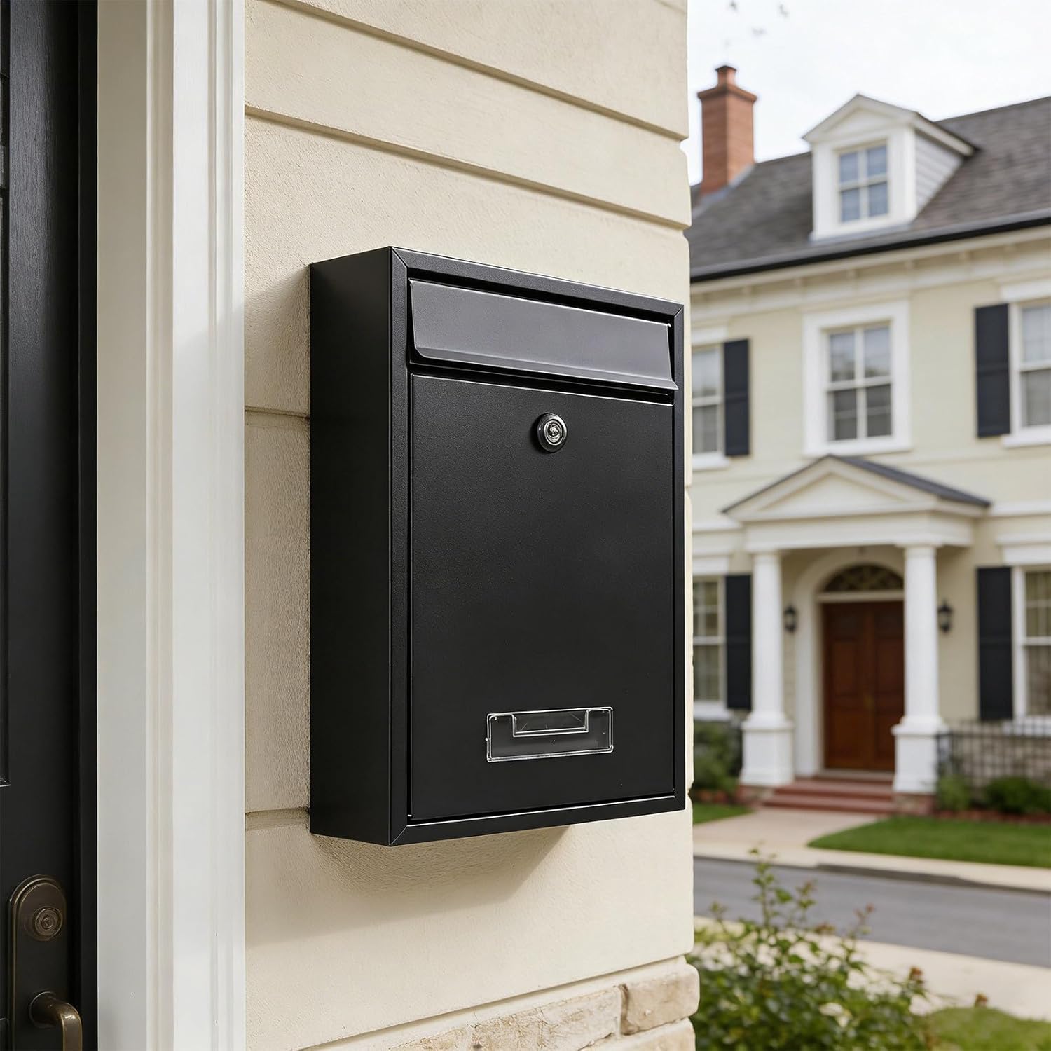 Locking Mailbox: Mail Box - Wall Mount Locking Mailbox for Outside - Heavy Duty Key Lock Drop Slot Letterbox for Residential Use