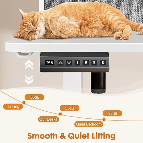 Miniatura 4 de Sweetcrispy Escritorio eléctrico de pie de altura ajustable con cajones, escritorio de pie de 55 x 24 pulgadas, ergonómico para oficina en casa,