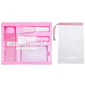 Brilliant Skin Whitening Facial Maintenance Set with Toner, Sunscreen Gel-Cream, Whitening Cream, Gluta-Arbutin Soap and Free Soap Mesh