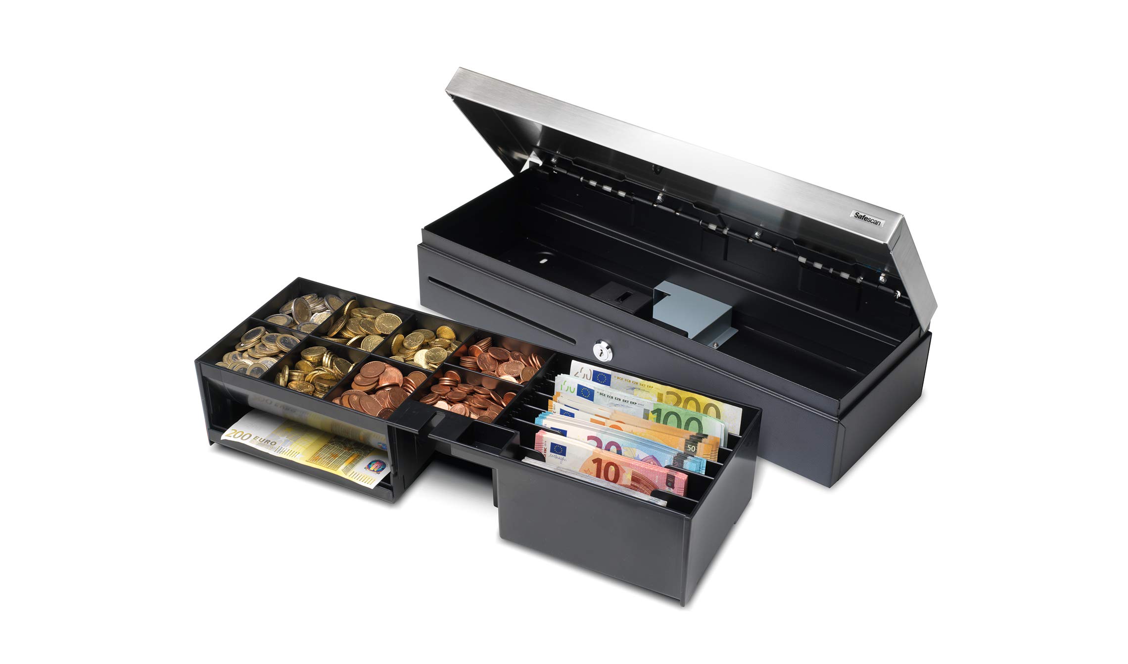 Safescan 4617T Gaveta ajustable para organizar el cajón portamonedas - Gaveta caja dinero con 6 apartados para billetes y 8 para monedas - Compatible con el cajón portamonedas Safescan SD-4617S