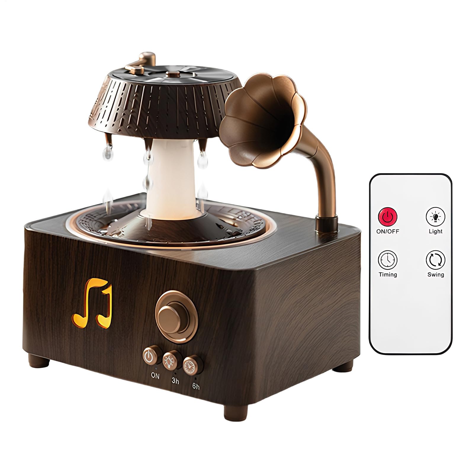 Nawilżacz Deszczowy 250 ml Zapachowa Mgiełka w Retro z Oświetleniem LED | Dyfuzor Aromaterapii z Automatycznym Wyłączaniem do Relaksu w Sypialni Biurze Domu Salonie Samochodzie oraz