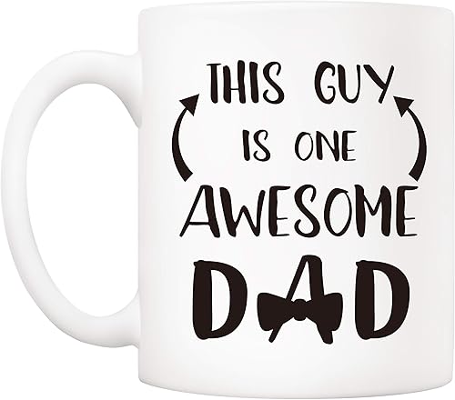 Miniatura 2 de Regalos de Navidad divertidos taza de café para papá de hija, hijo o niño, This Guy Is One Awesome Dad, tazas de cerámica novedosas de 11 onzas para