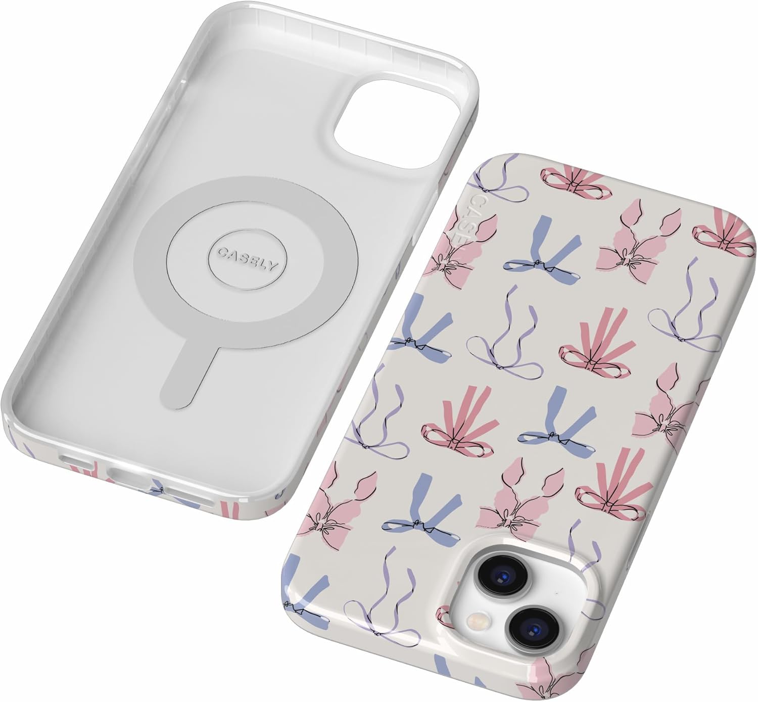 Casely iPhone 14 Plus Case | Coquette Girlie | Pastel Bows | Compatible with MagSafe | Classic Ultra Slim Design