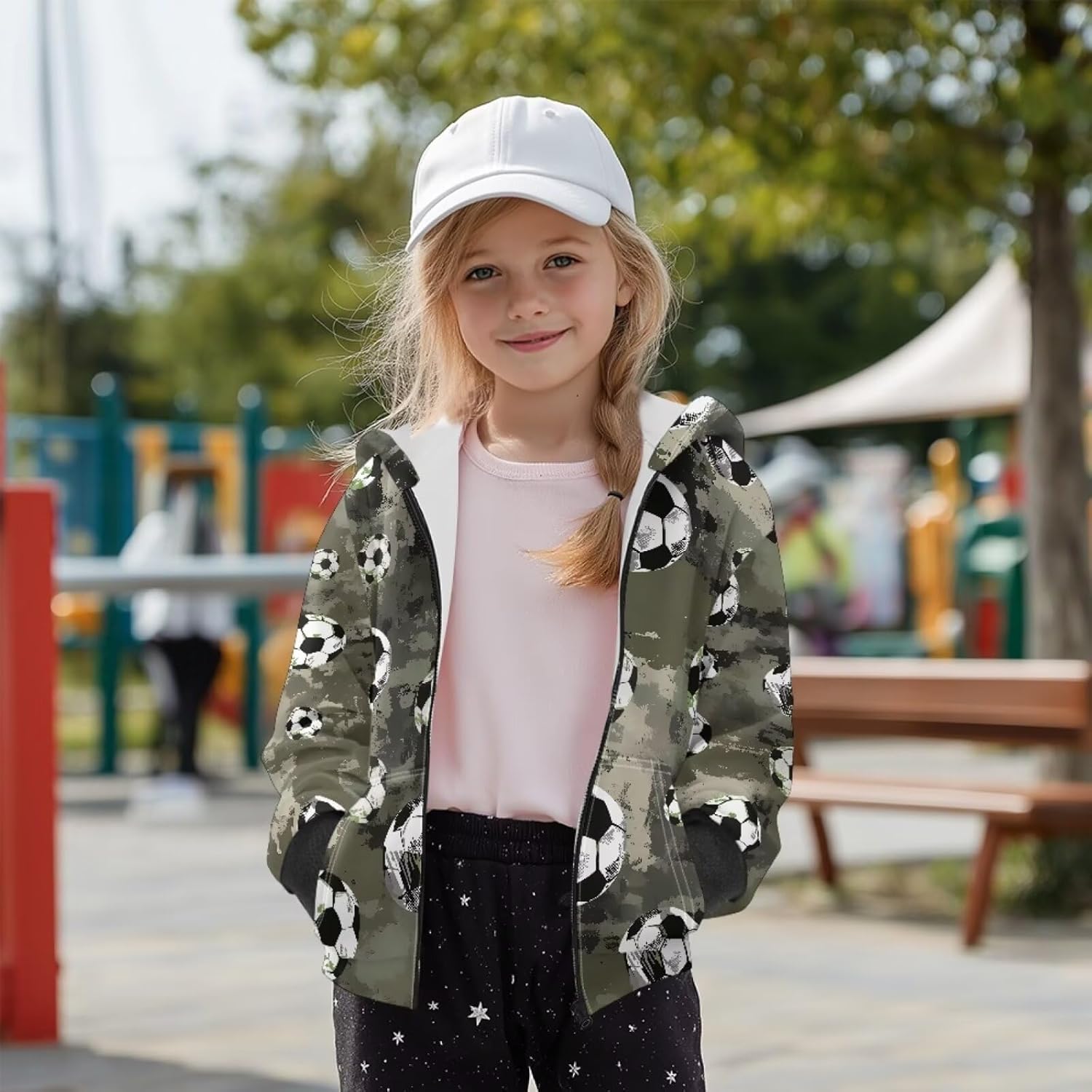 Ball Print Kids Zip-up Hoodies Casual Hoody Jacket Boy Girl Fashion Sweatshirt Loose Fitting Pullover Tops