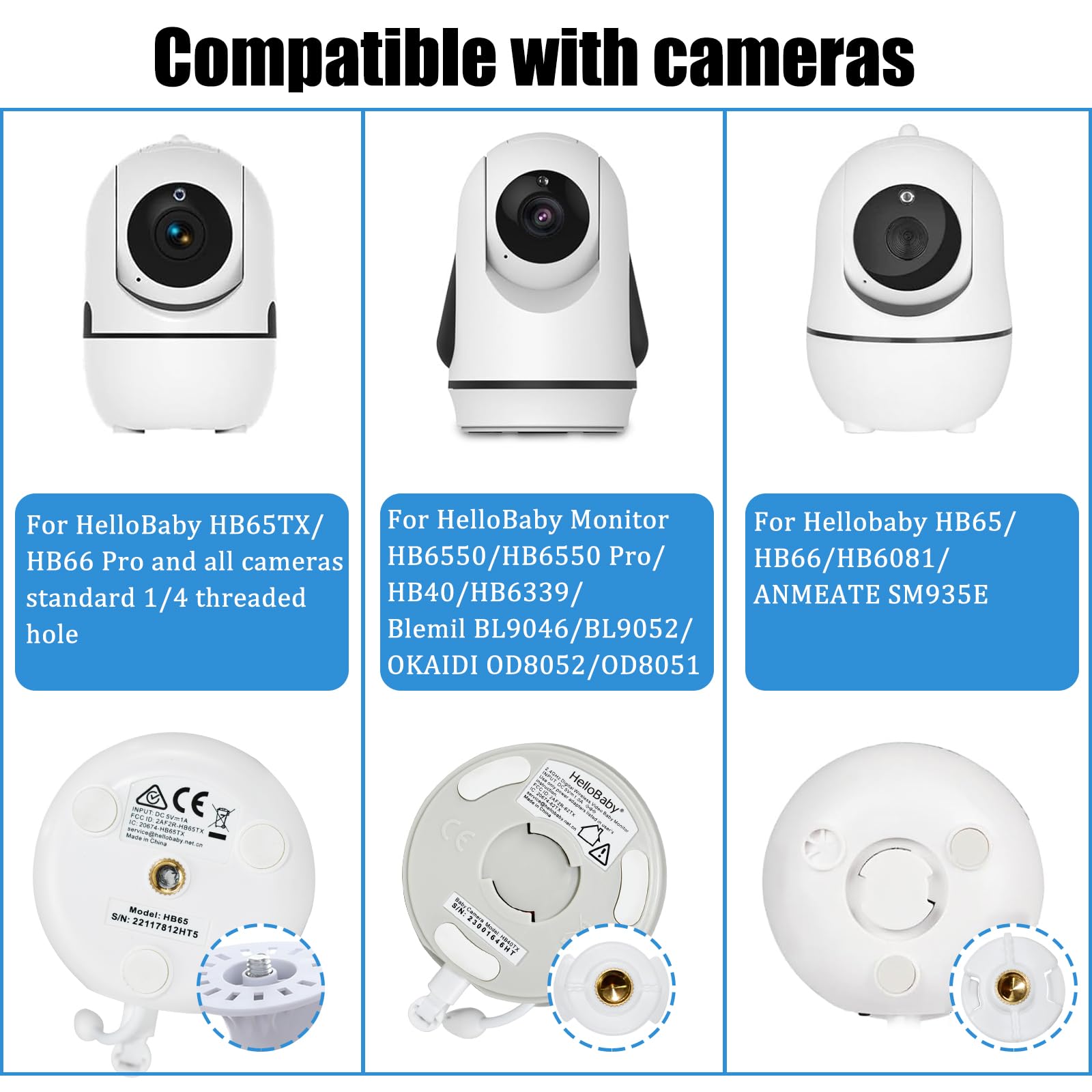 2 Pack Baby Monitor Mount Compatible with HelloBaby HB65/HB40/HB6550/HB66/HB6339/HB6550 Pro/HB6250 - Image 2