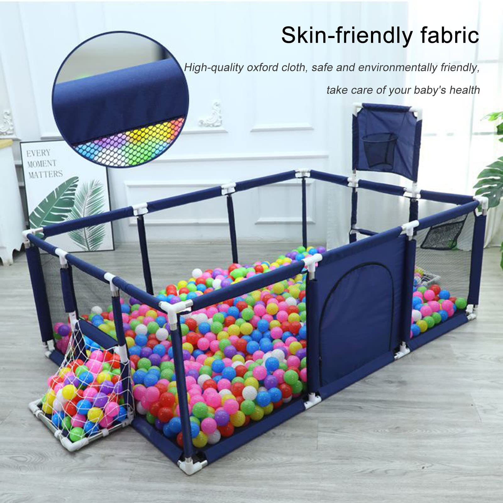 Multifunctional Baby Playpen,Indoor Outdoor Portable Baby Fence,Kids Safety Playard,Playard with Basketball Hoop and Soccer Gate,Breathable/Durable Toddlers Activity Center Fence,190×129×66cm