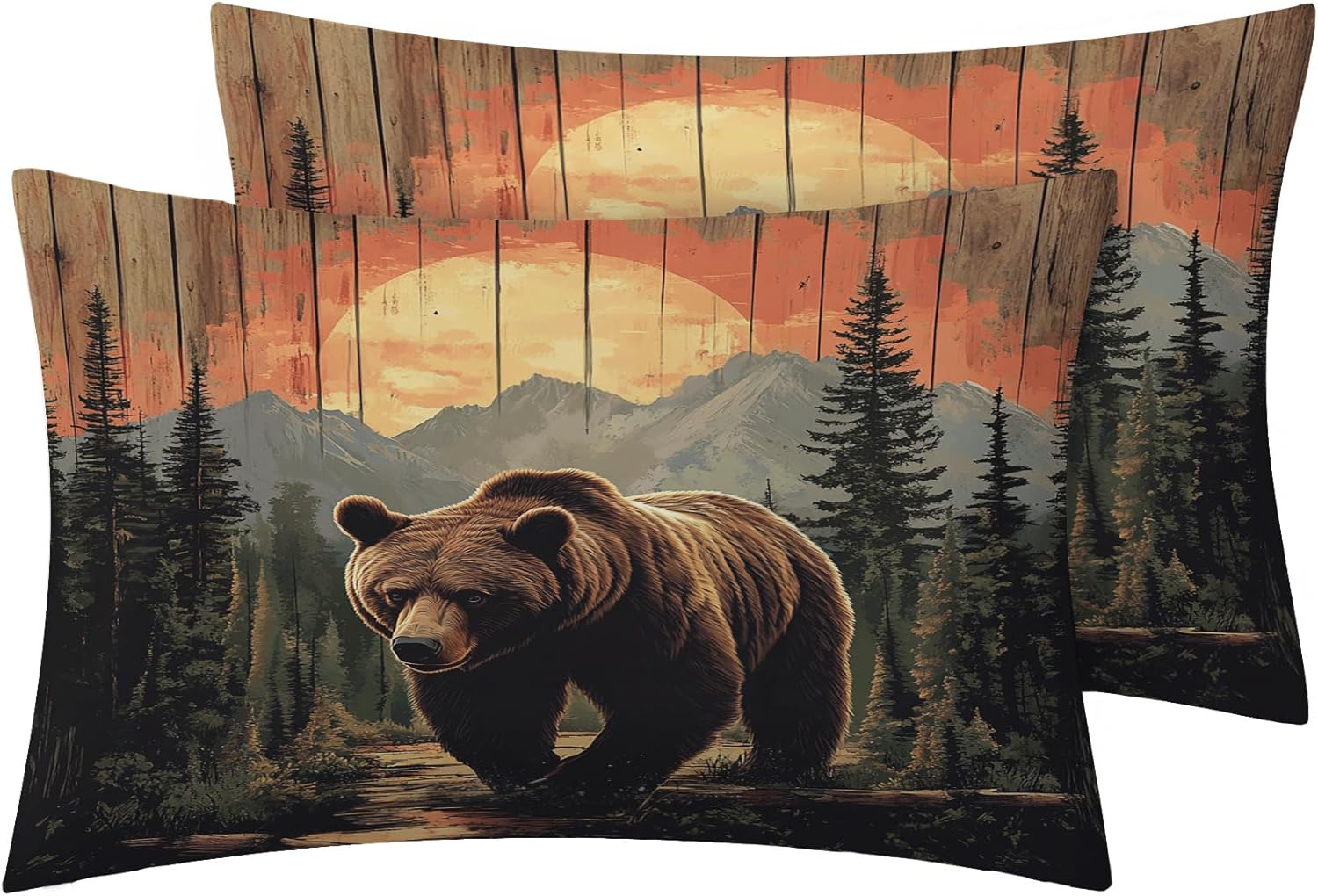 Bald Eagle Pillowcase for Room Decor & Gift, Hunting Pillow Cases Queen Size Set of 2, Nature Scene Printed Bed Pillow Covers with Zipper, Cozy Microfiber