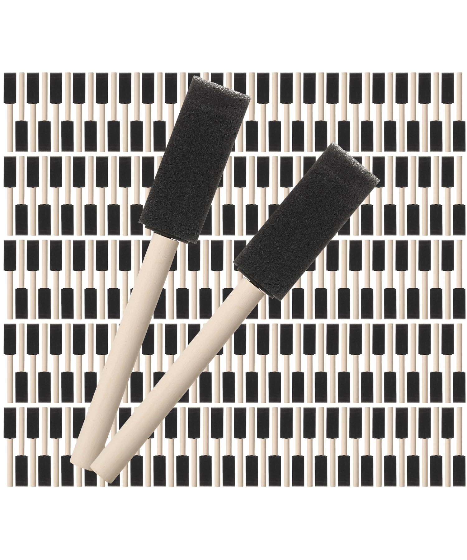 Bates- Foam Paint Brushes, 1 Inch, 200 Pack, Wooden Handle, Sponge Brushes for Painting, Staining, Varnishes, Gluing and DIY Craft Projects on Wood, Metal &amp; More