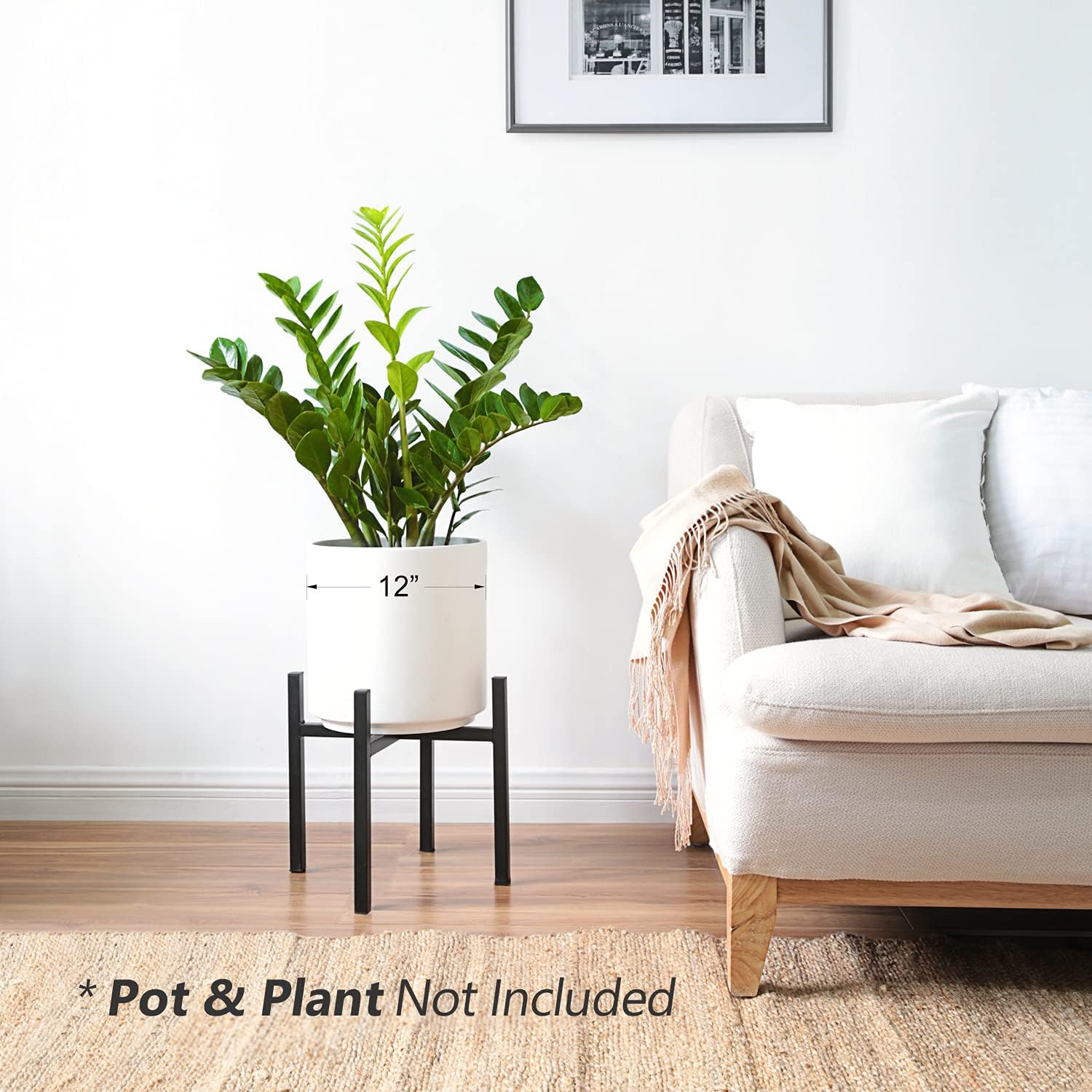 Mkono Plant Stand Indoor, Tall Metal Flower Pot Holder, Fit12” Pot Black image 3