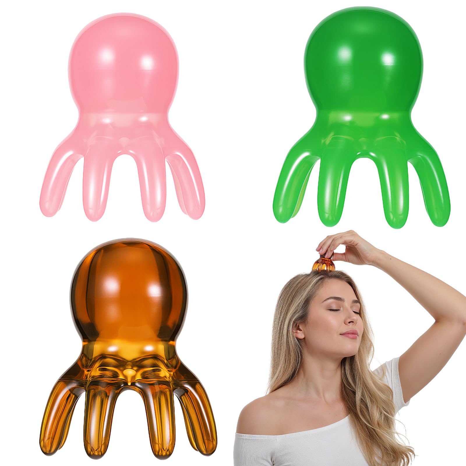 Cute Head Massage Comb Set 3 Pcs Point Massage Comb Manual Scalp Massagers Acupressure Massager Tool with 8