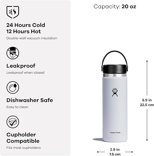 Miniatura 3 de Hydro Flask - Botella de 20 onzas con tapa flexible ancha color azul Lupine