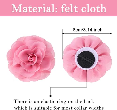 Miniatura 2 de WILLBOND Juego de 4 piezas de collar de lazo de flores para perro, collar de lazo multicolor para mascotas, juego de dijes de flores para cachorros,