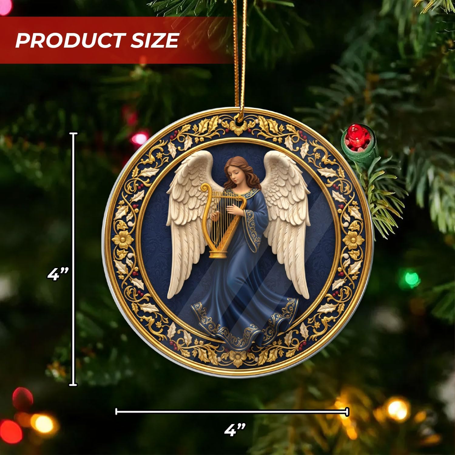 Angel Christmas Ornament – Elegant Guardian Angel Decor with Harp, Spiritual Holiday Ornament for Christmas Tree, Inspirational Gift for Women, Religious Ornament Keepsake - Image 7