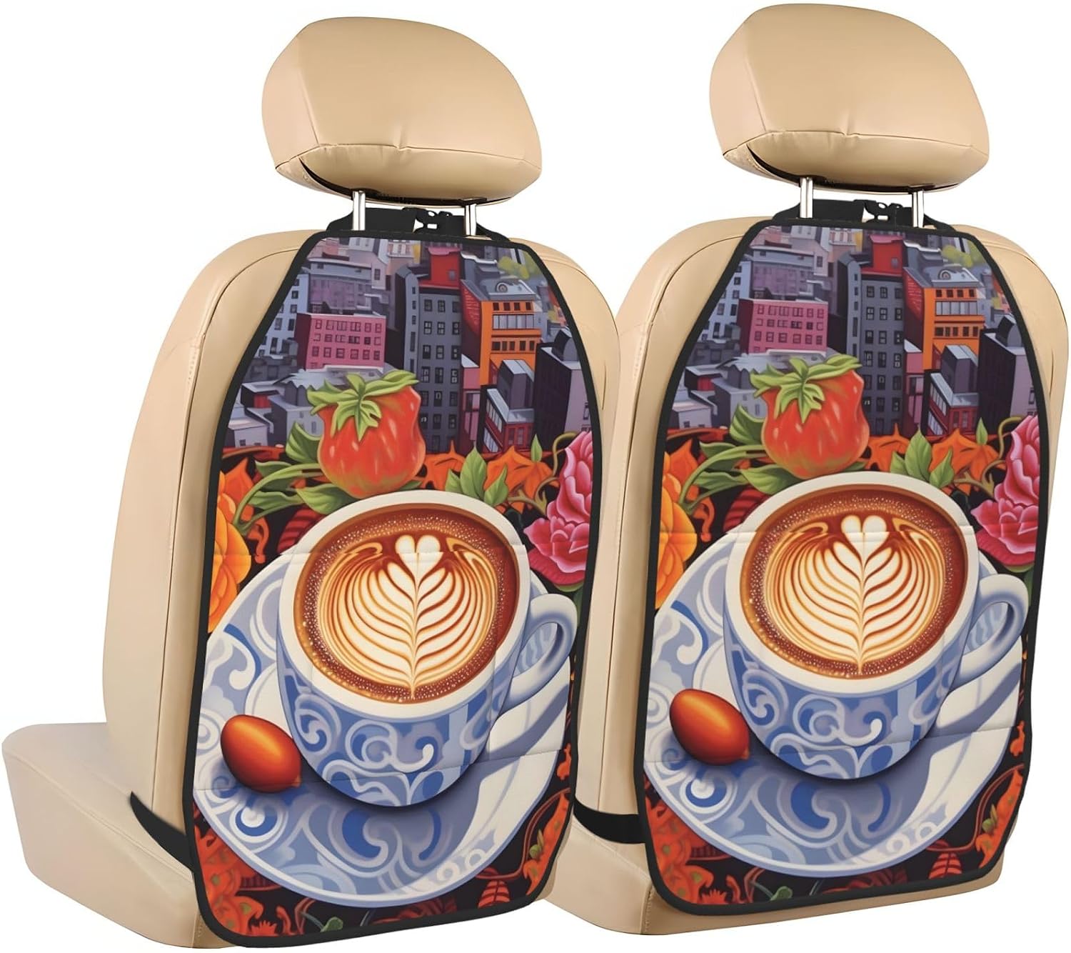 Car Seat Back Kick Protector 2 Pack 18.5x26.4 Inch, Watercolor Grapes Anti-Kick Pad, Waterproof Oxford Fabric Large Rear Seat Cover for Kids Pets Fits SUV Jeep Truck Sedan