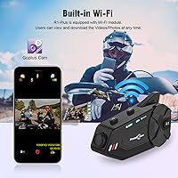 Vista 7 de FreedConn R1 Plus Auriculares de Casco de Motocicleta con Bluetooth y Grabador de Cámara, Sistemas de Comunicación de Motocicleta, WiFi 1080P