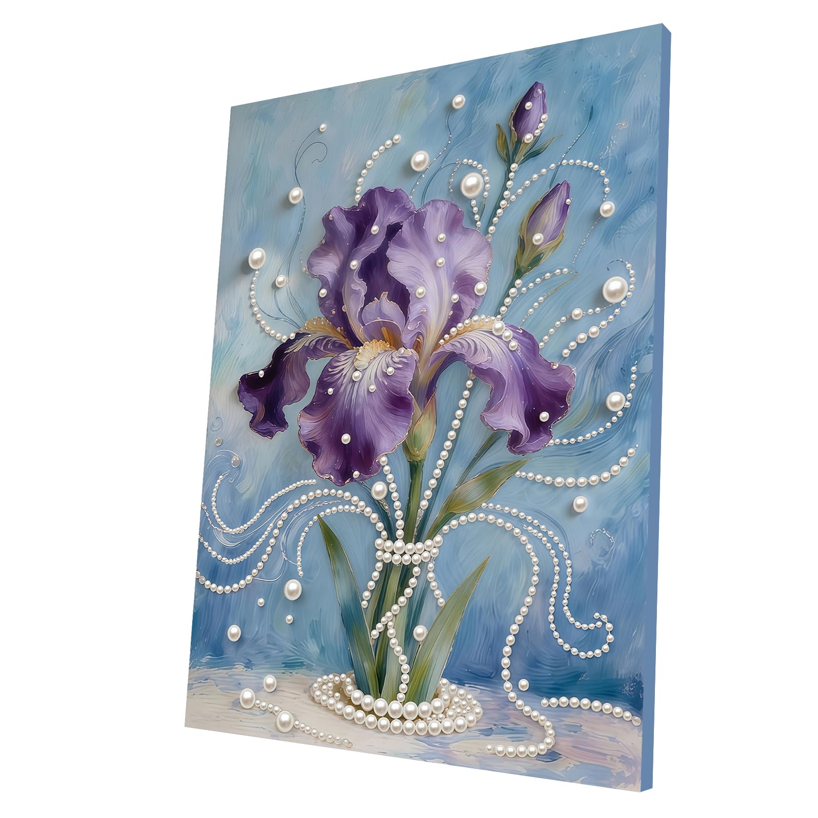 DIY Pearl Painting Kit with Wooden Frame, 3D Plastic Pearl Gemstone Ocean Art Craft for Adults Beginners, Diamond Dot Painting, Home Wall Decor Ready Gift for Women(Iris)(30 * 40cm)