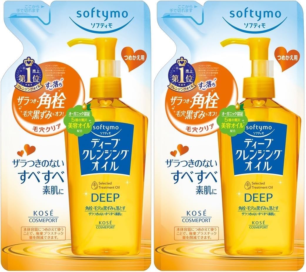 Kose Softymo Deep oczyszczający olejek do demakijażu zestaw 2 wkładów 200 ml wyprodukowany w Japonii