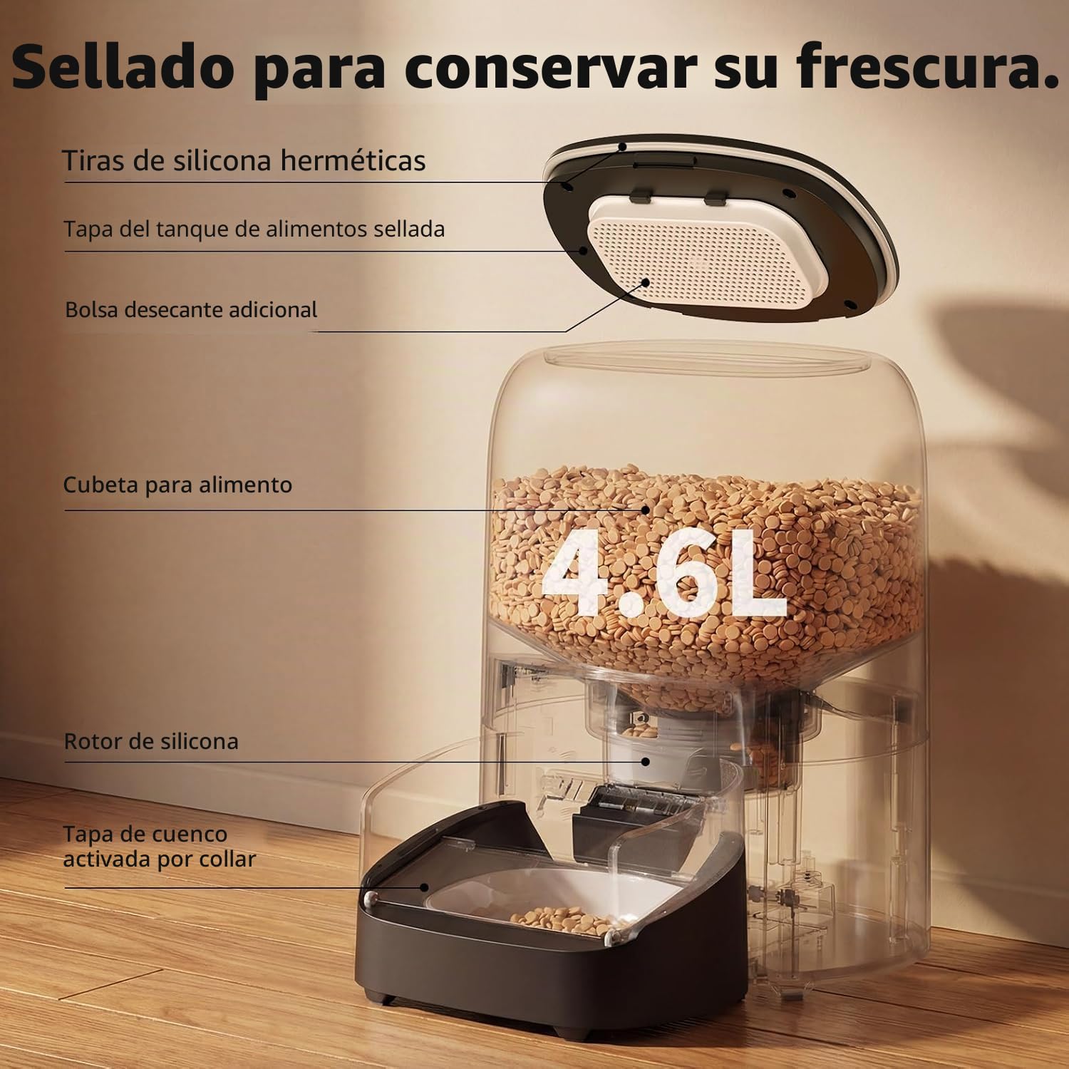 HoneyGuaridan RFID Comedero Automático para Gato, Comidas Activadas Mediante RFID, 5G WiFi Dispensador de Comida Gatos, Ideal para Hogares con Varias Gatos y Diferentes Regímenes Alimenticios