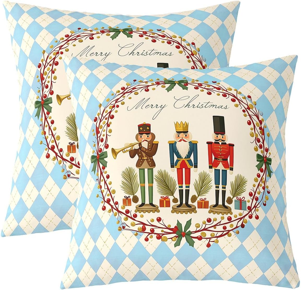 Castle Fairy Xmas Nutcracker Kids Throw Pillow Cover,18"x18",2 Pack