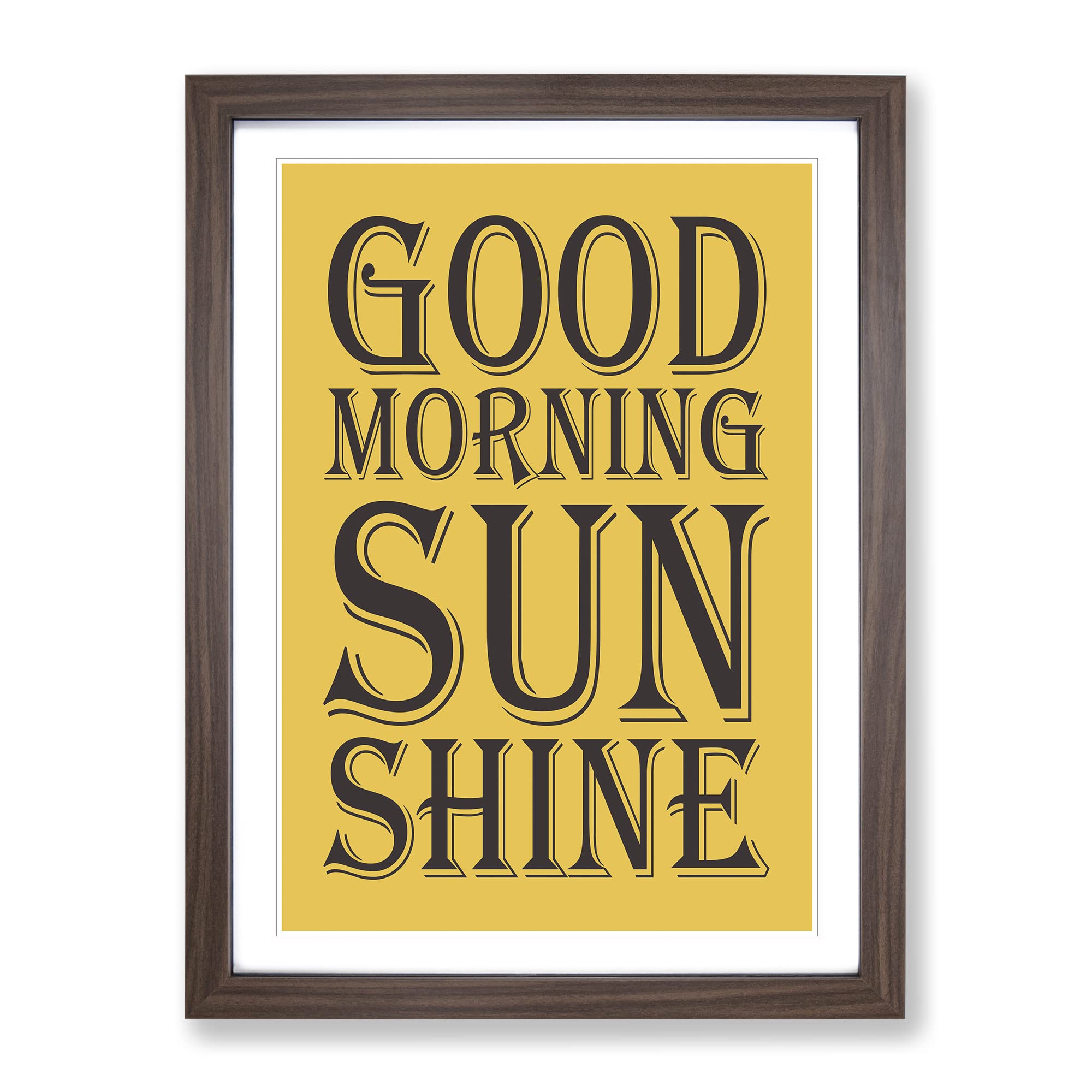 Good Morning Sunshine Typography Yellow Framed Wall Art Print