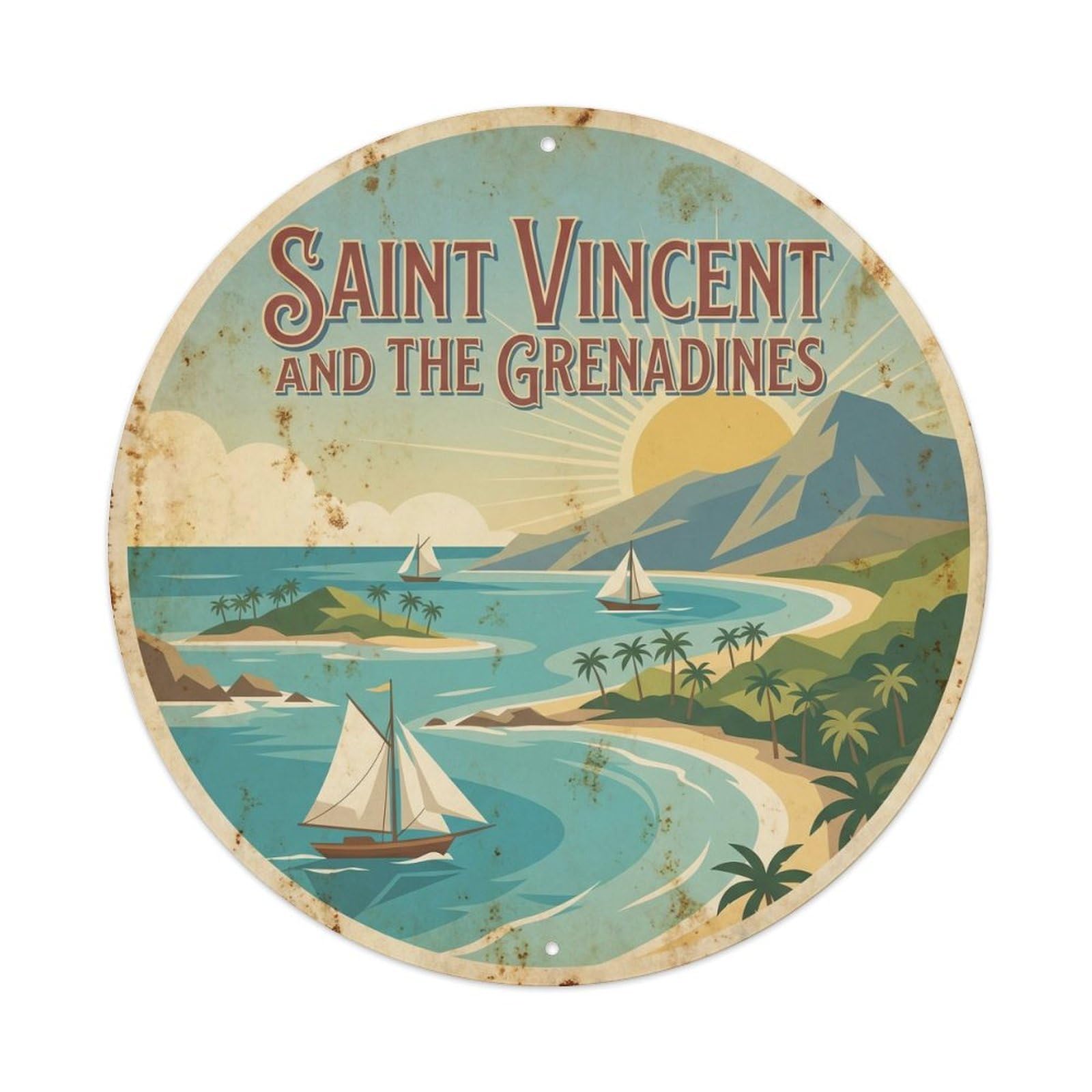 Lagoon Travel Saint Vincent And Grenadines Kingston WPA Metal Tin Sign