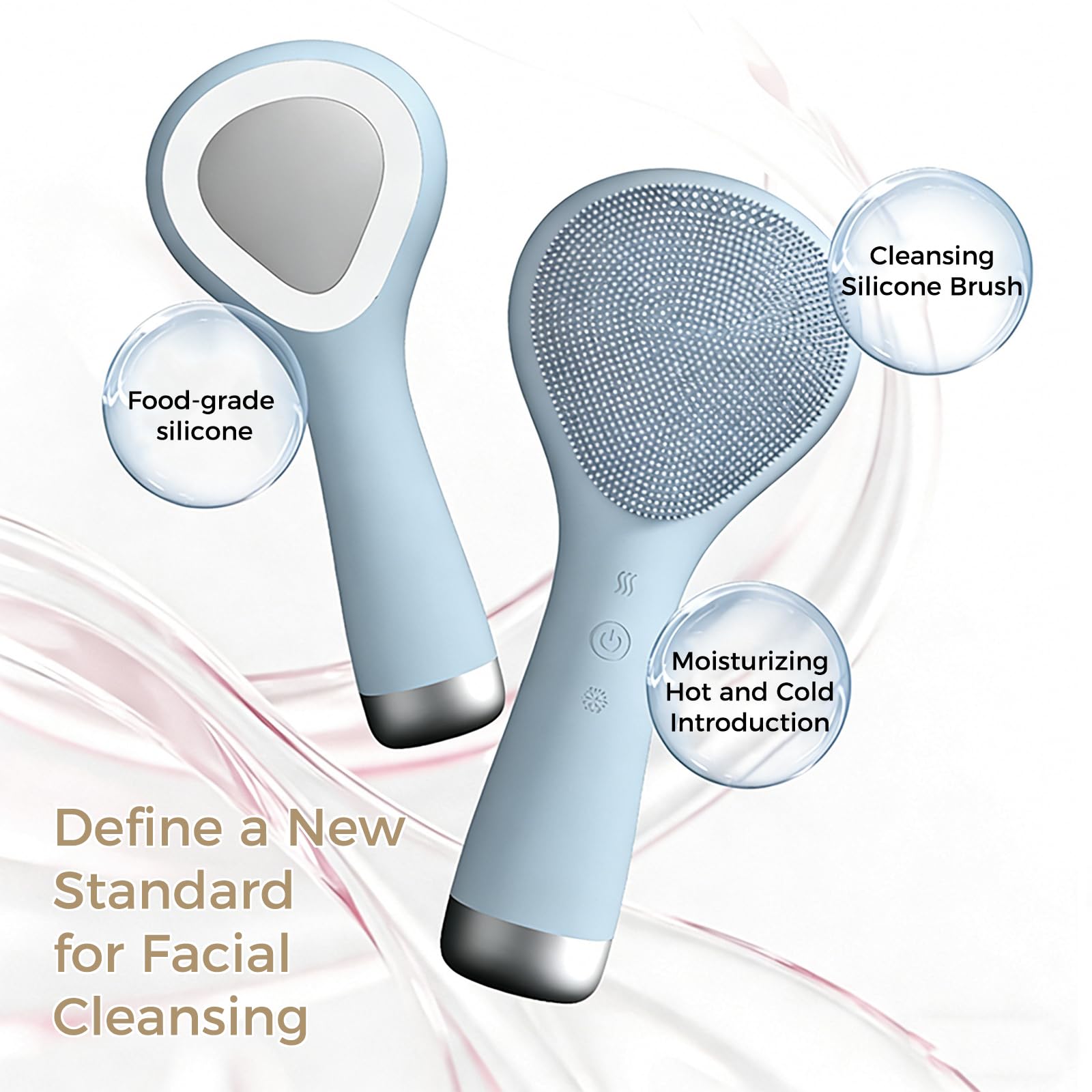 Face Scrubber, Thermal & Cooling Modes, Face Brush, Deep Pore Cleansing, Silicone Face Scrubber, Electric Sonic Vibrations, Facial Cleansing Brush, Waterproof Home Spa & Travel Skincare