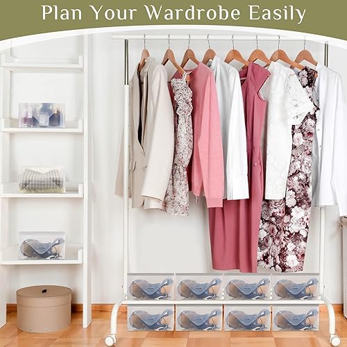 Vista 5 de Sintuff 20 cajas transparentes apilables para zapatos de mujer, para tamaño 9/10, organizador de zapatos de plástico para escuela, universidad