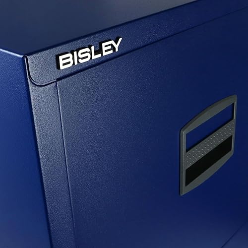 Vista 4 de Bisley Archivador de acero con dos cajones para el hogar u oficina, azul marino (FILE2-NV)