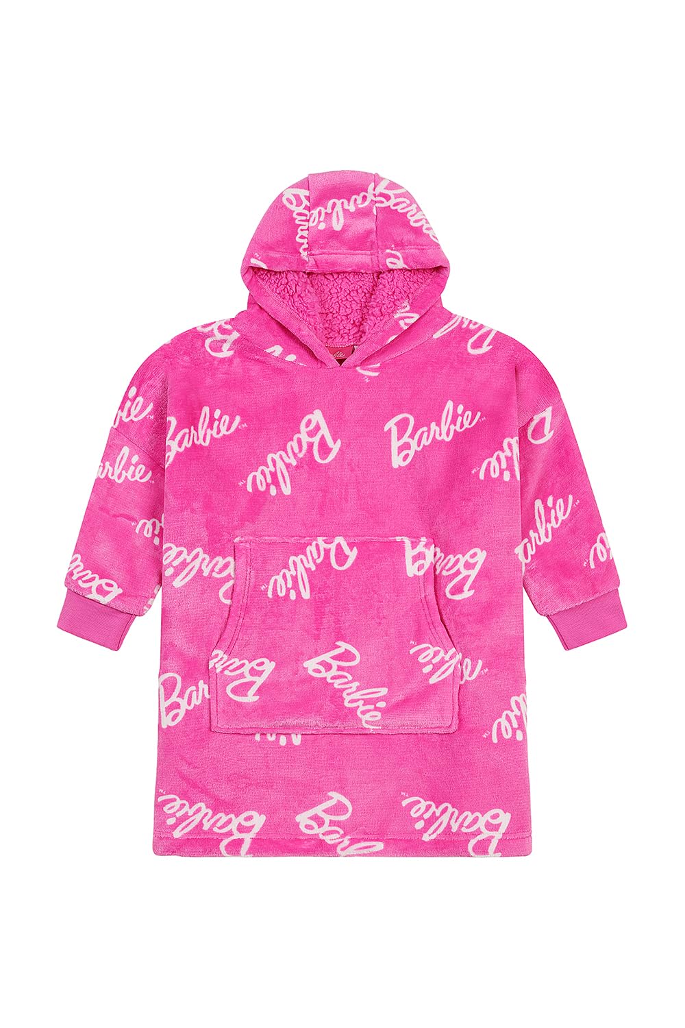 Barbie Sweat à capuche en polaire rose entièrement doublé pour filles, couverture polaire surdimensionnée pour enfants