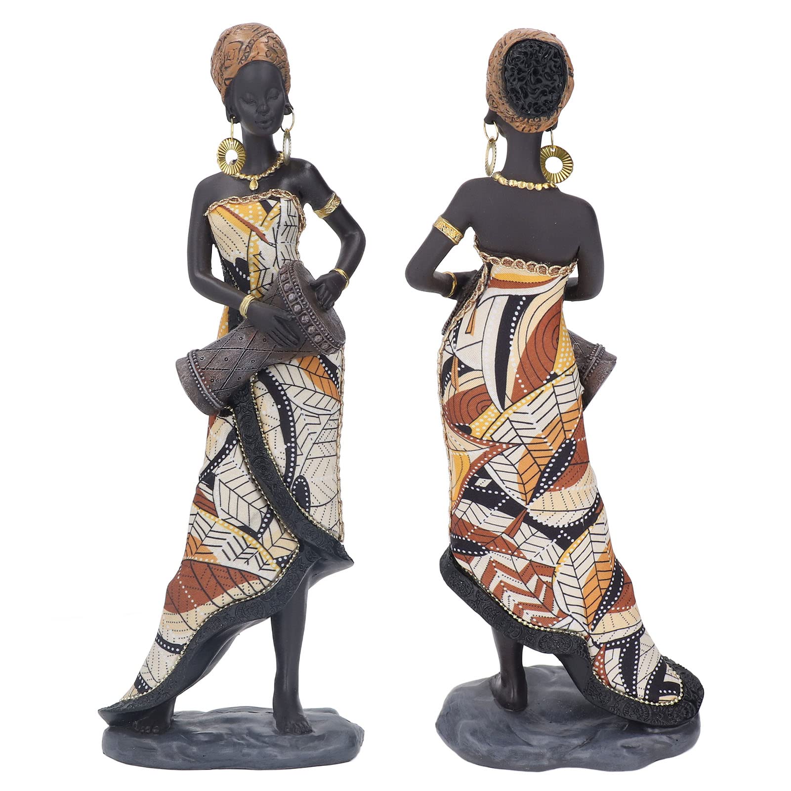 Estatua africana, estatua de mujer africana, vitalidad artística, aspecto realista para oficina, estante, mesa