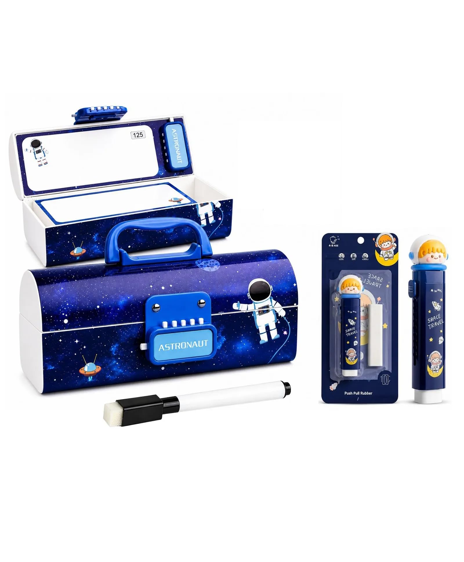 ZOPNIX New Cartoon Theme Pencil Box with Push Pull Eraser Set for