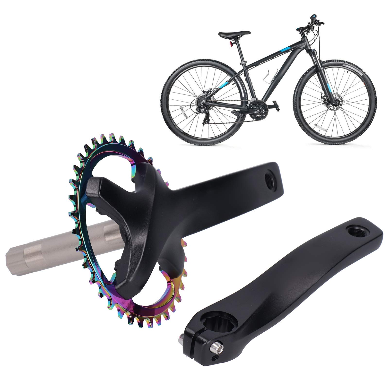 VGEBY Guarnitura Single Speed ​​36T, 170mm Pedivelle Bike Guarnitura con Movimento Centrale per Single Speed ​​Mountain Bike Refit Manovella Sinistra Destra