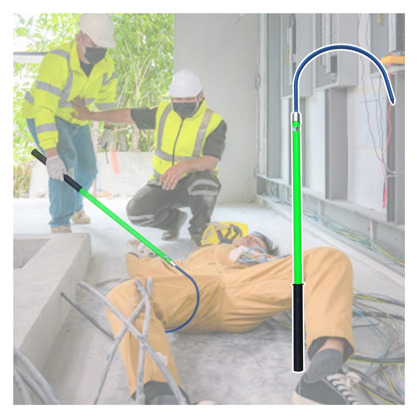 Gancho de Rescate eléctrico Aislado para Obras de construcción, Gancho de Rescate Aislado, Postes de Seguridad Anti-electrocución comerciales de 1 1,5 2 3 m, Sistema de protección de Alta te