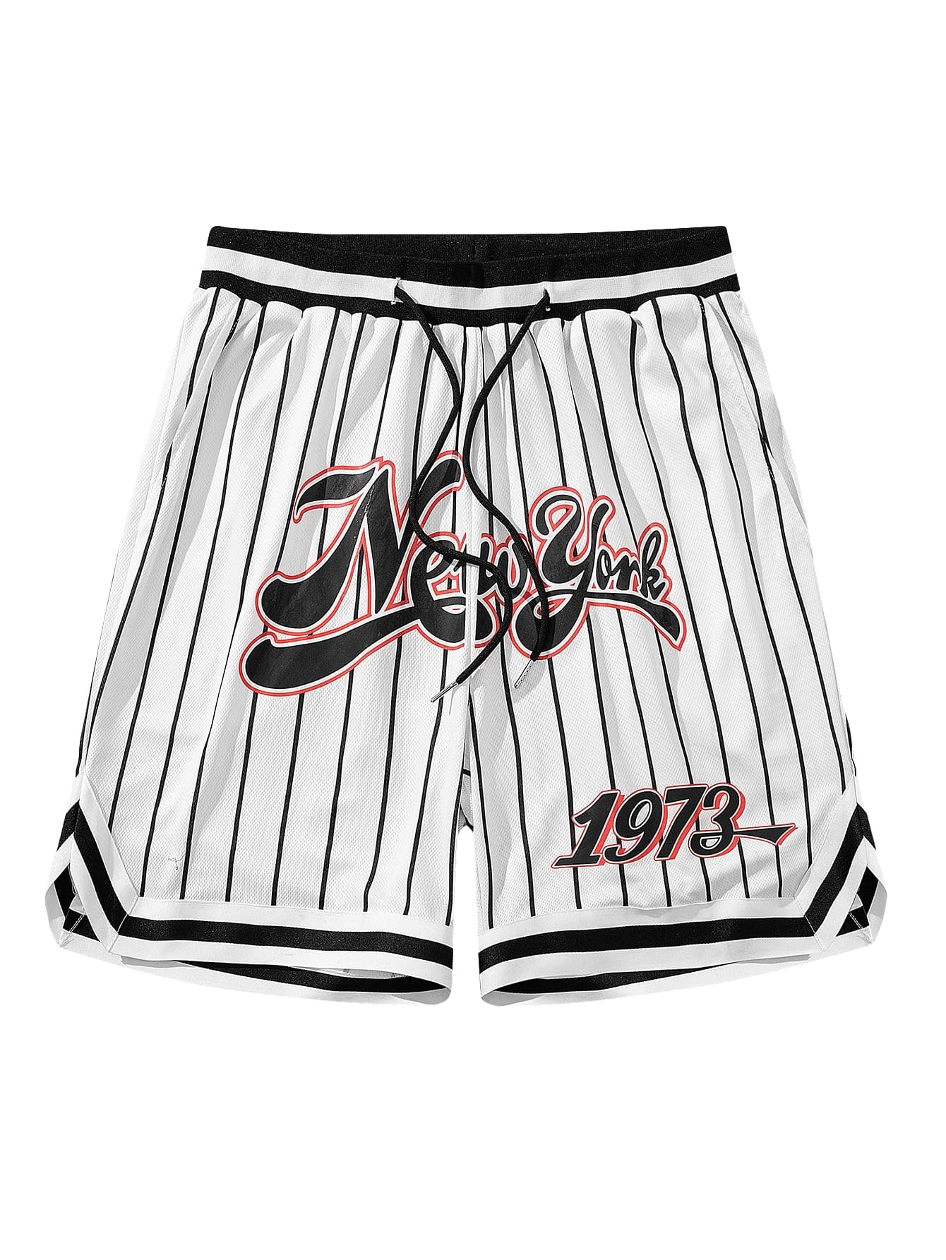 GORGLITTERMen's Striped Graphic Print Track Shorts Drawstring Waist Workout Shorts with Pockets